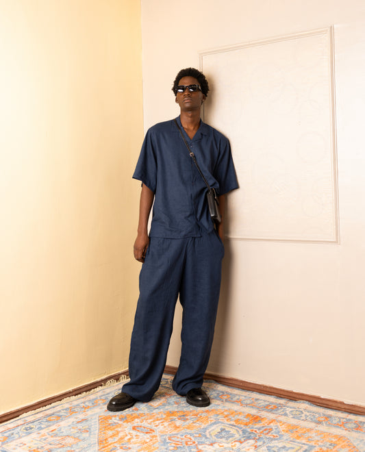 ZEDEK LINEN TWO PIECE SET IN BLUE