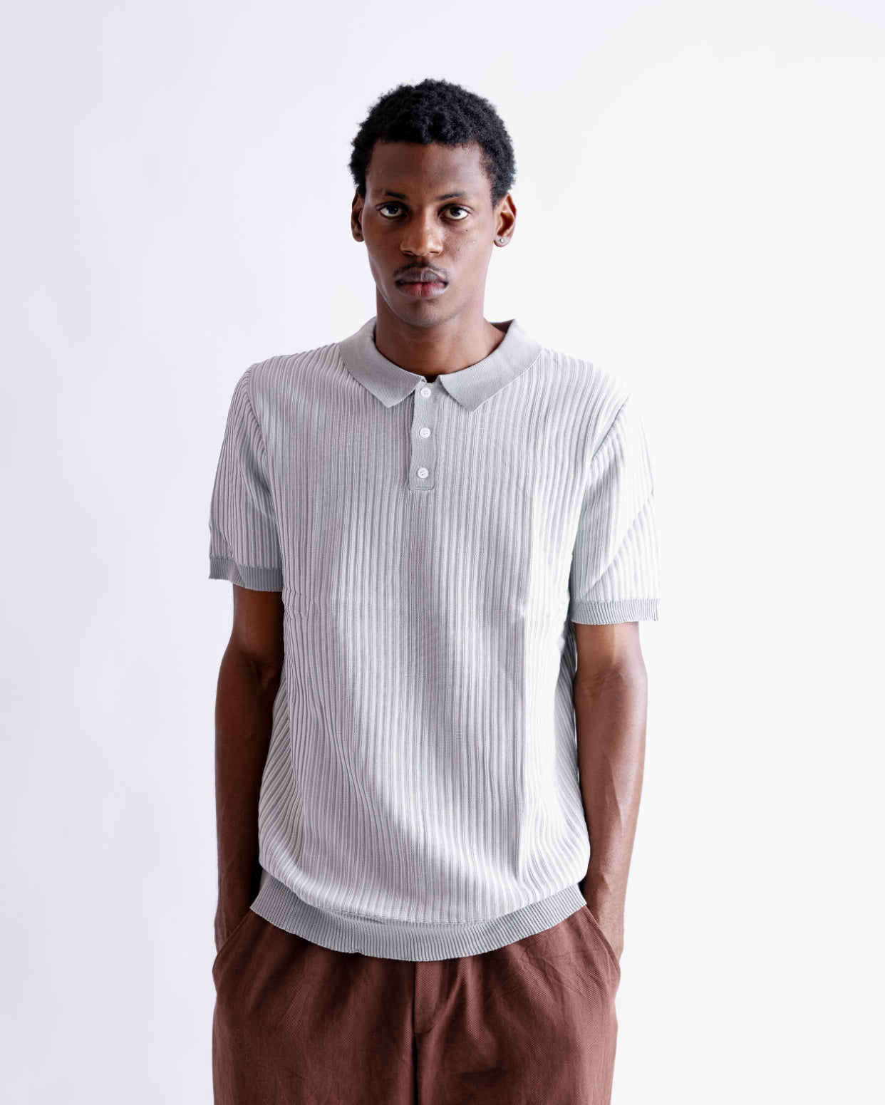 Knitted polo Grey stripe