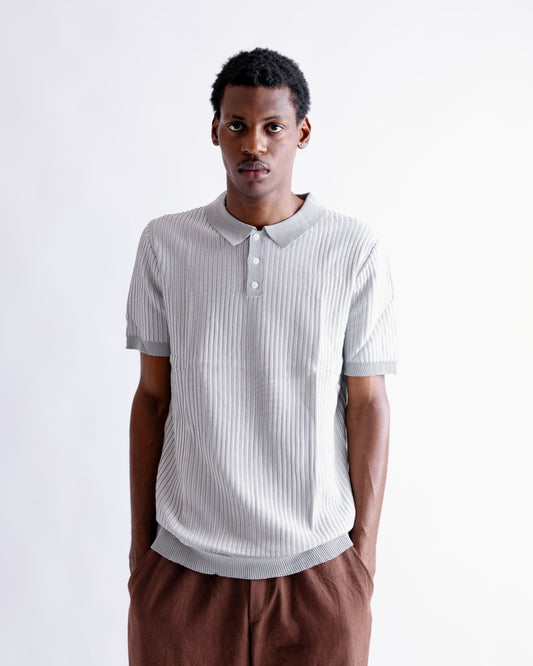 Knitted polo Grey stripe