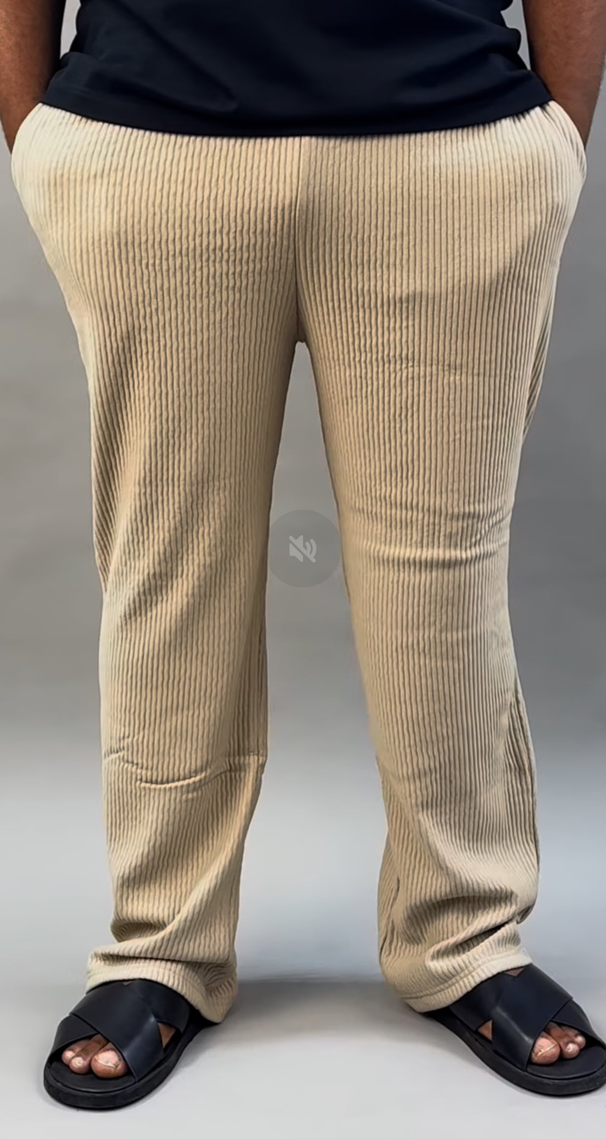 Plus size plain pant in Beige