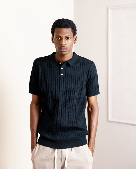 Knitted Polo in Black C72117