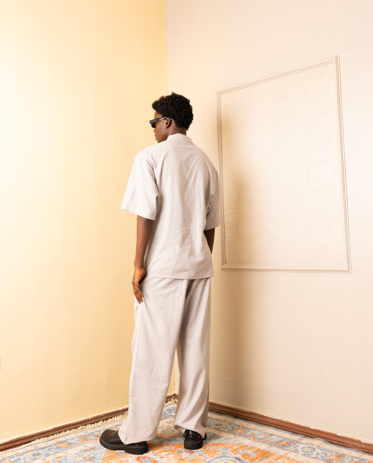 ZEDEK LINEN TWO PIECE SET IN GREY