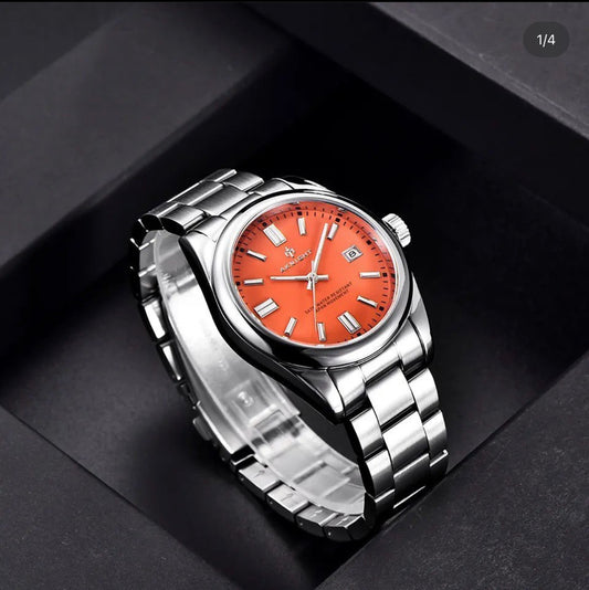 Aknight wristwatch with red dial
