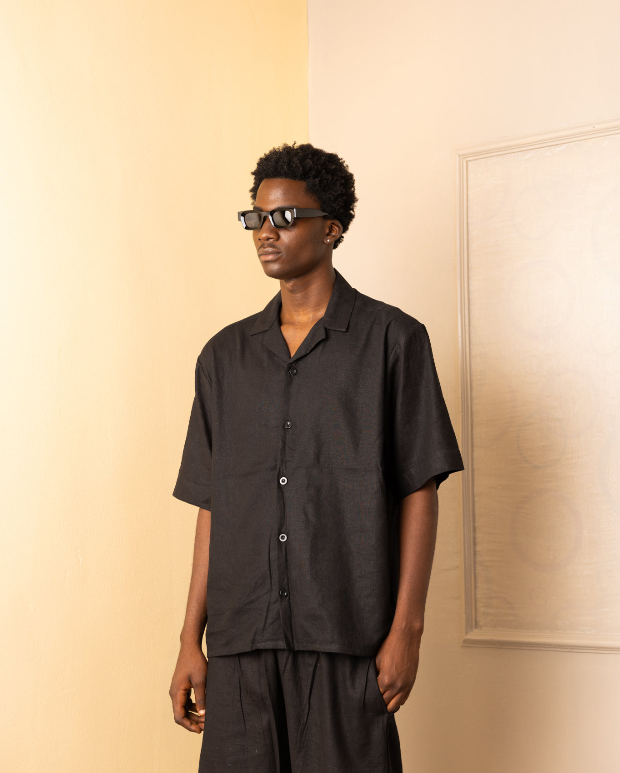 ZEDEK LINEN TWO PIECE SET IN BLACK