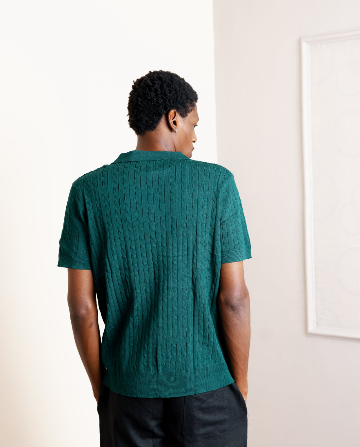 Knitted Polo in Green C72117