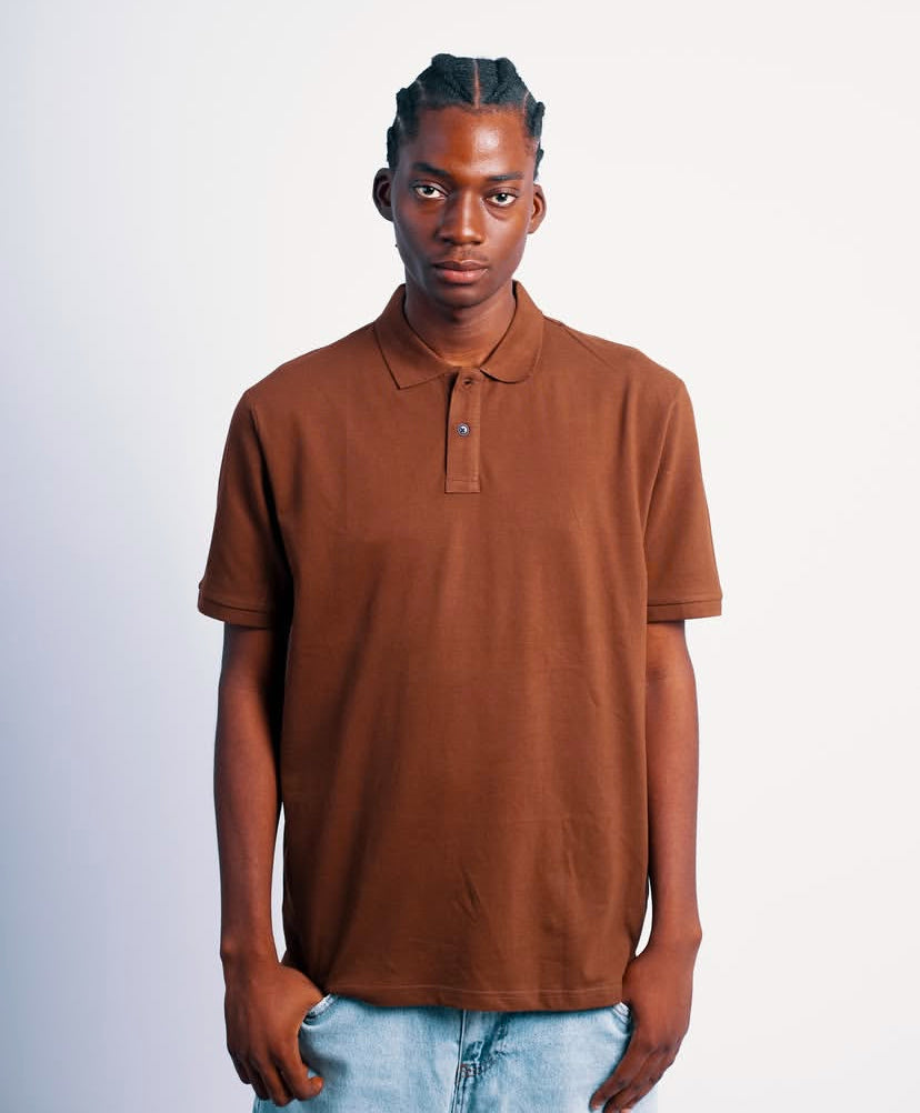 Plain polo in dark brown