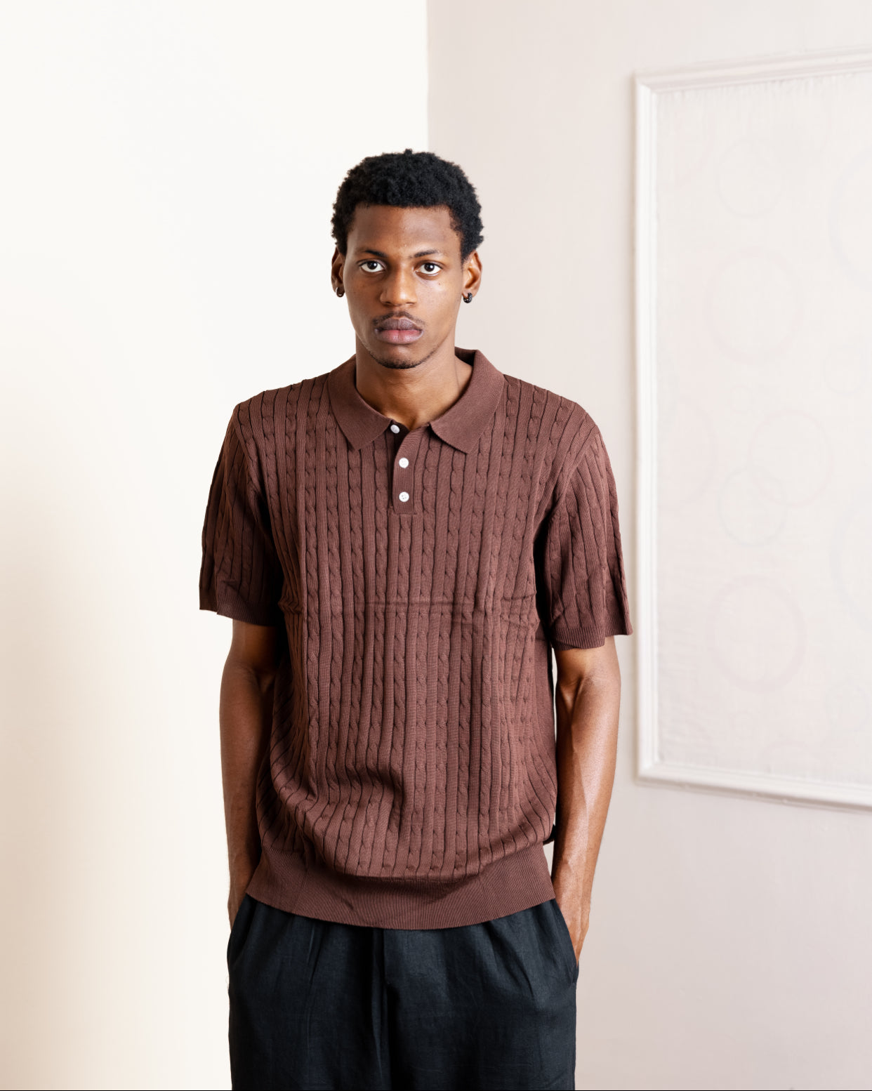 Knitted Polo in Wine C72117