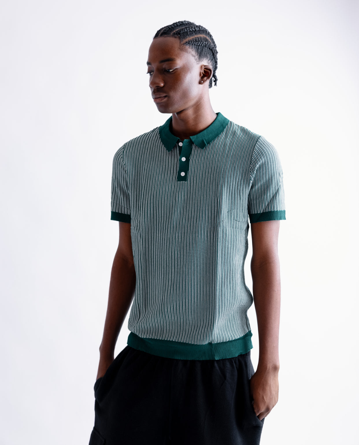Knitted polo green
