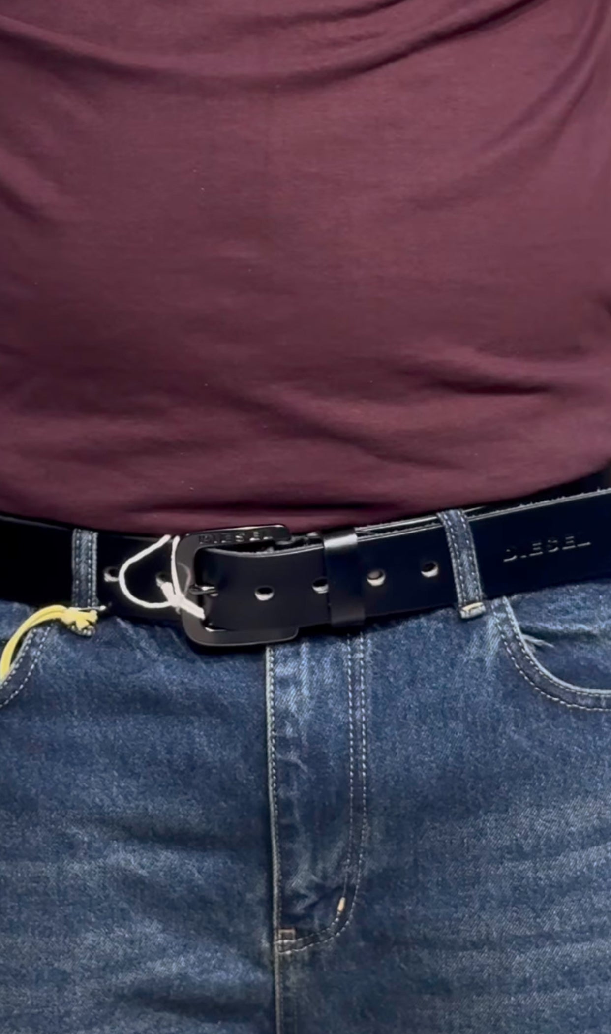 DIESEL PLAIN LEATHER BELT