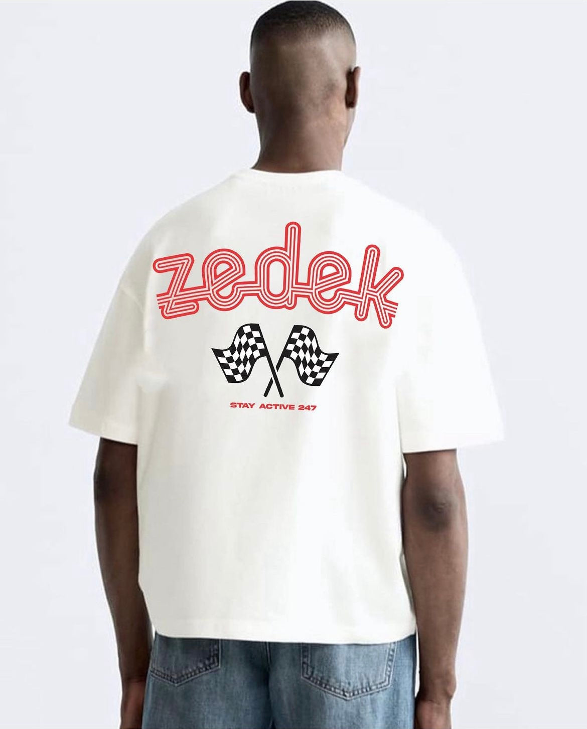 Zedek studio racing tee in white