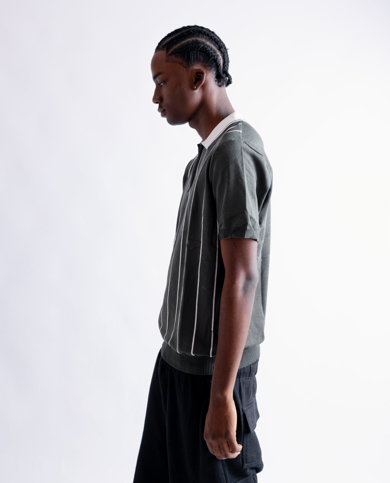 Knitted polo Green Stripe