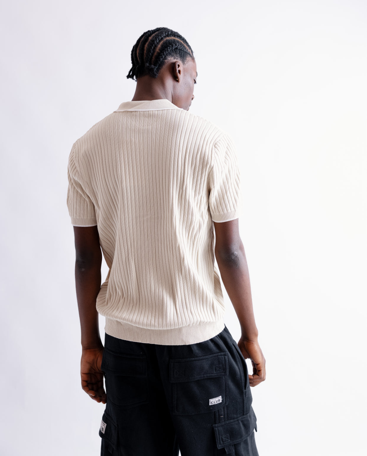 Knitted polo cream zip