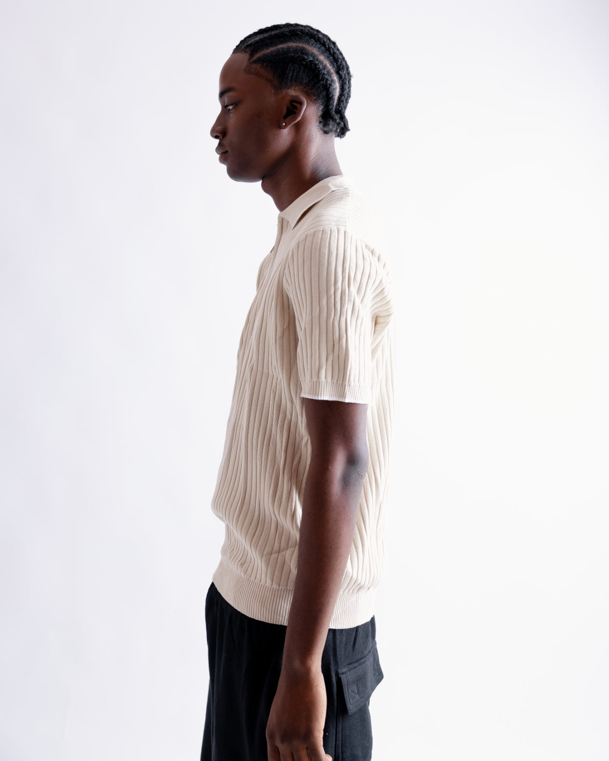 Knitted polo cream zip