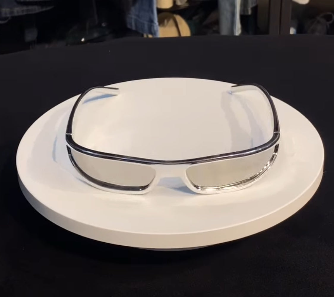 NARROW Y2K GLASSES silver and metallic lens