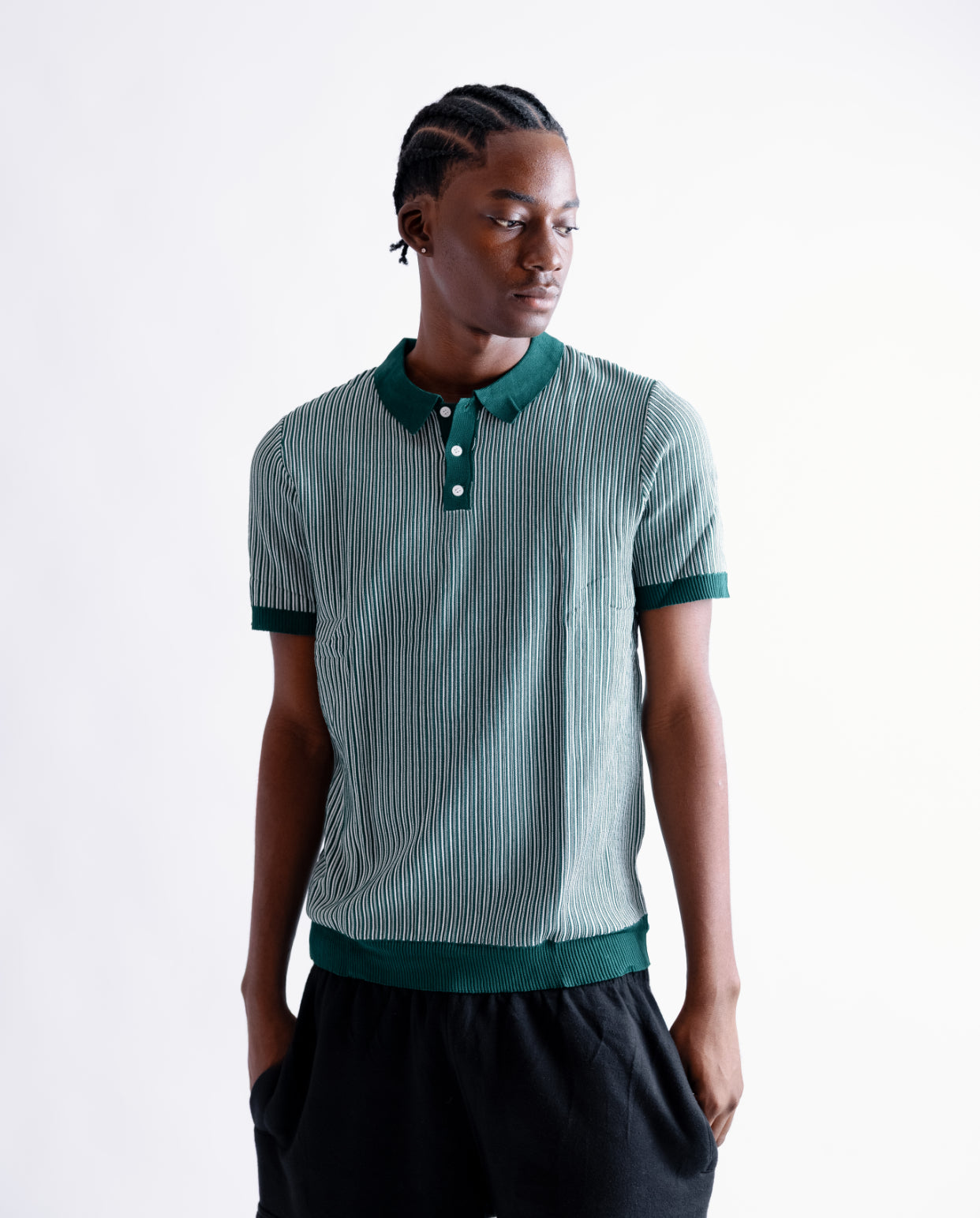 Knitted polo green