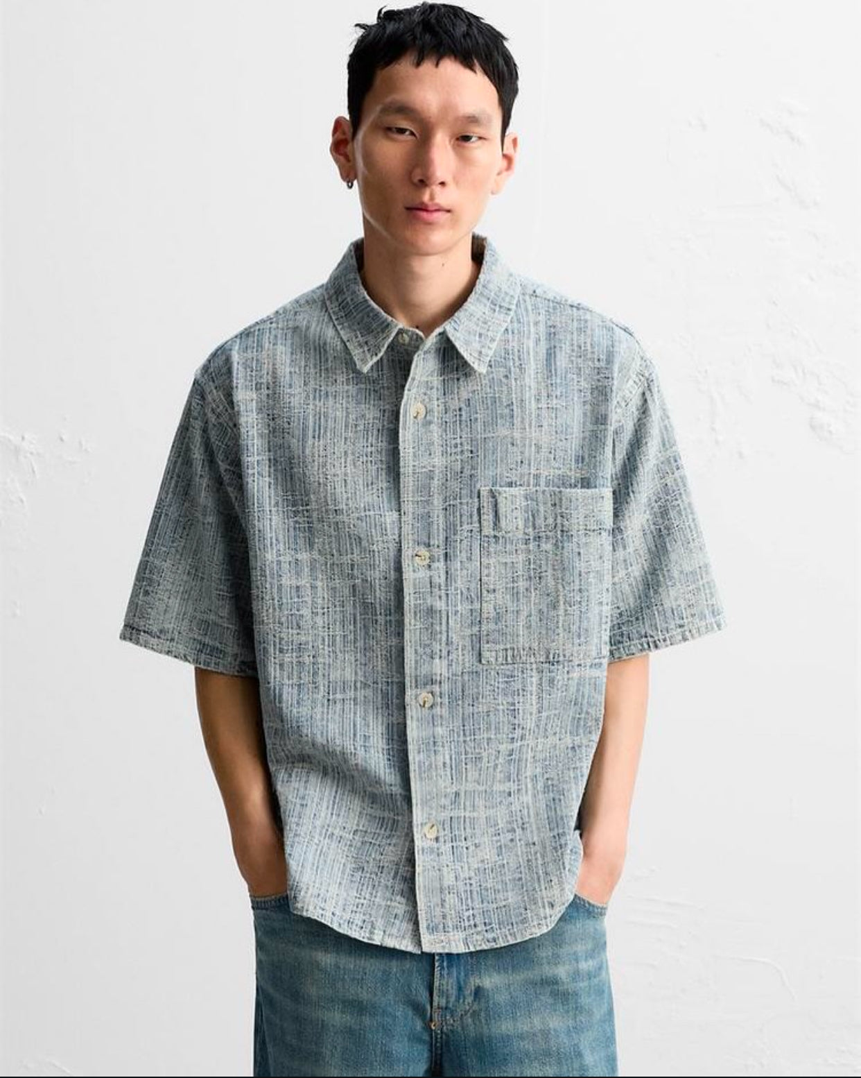 ZARA JACQUARD DENIM SHIRT