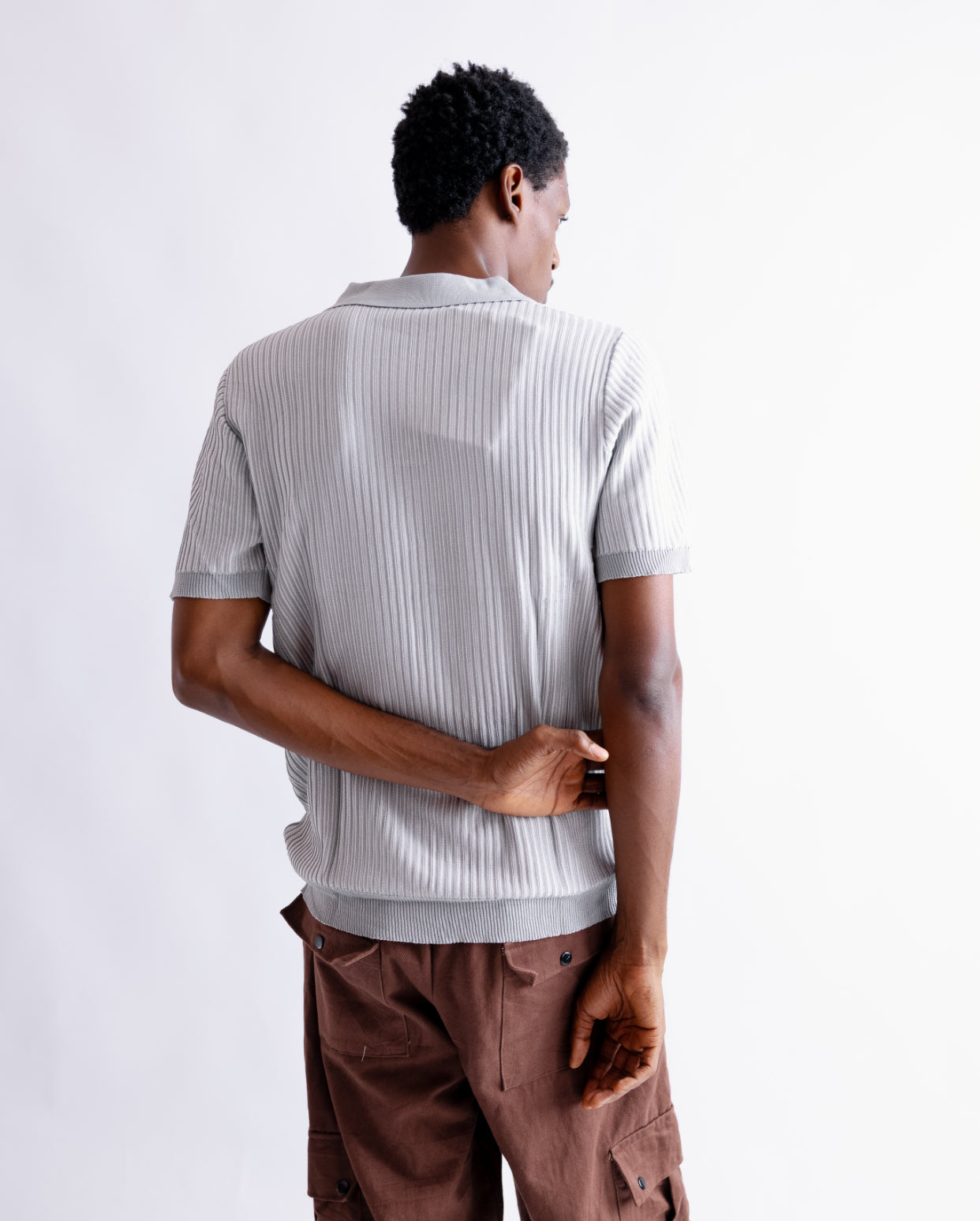 Knitted polo Grey stripe