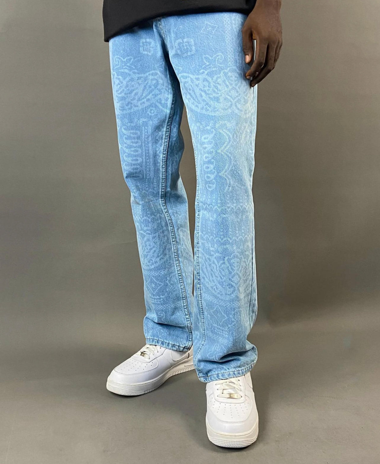 Denim Bro Bandana print jeans in blue