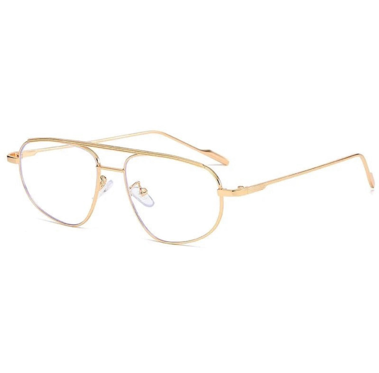 Double beam glasses in gold frame