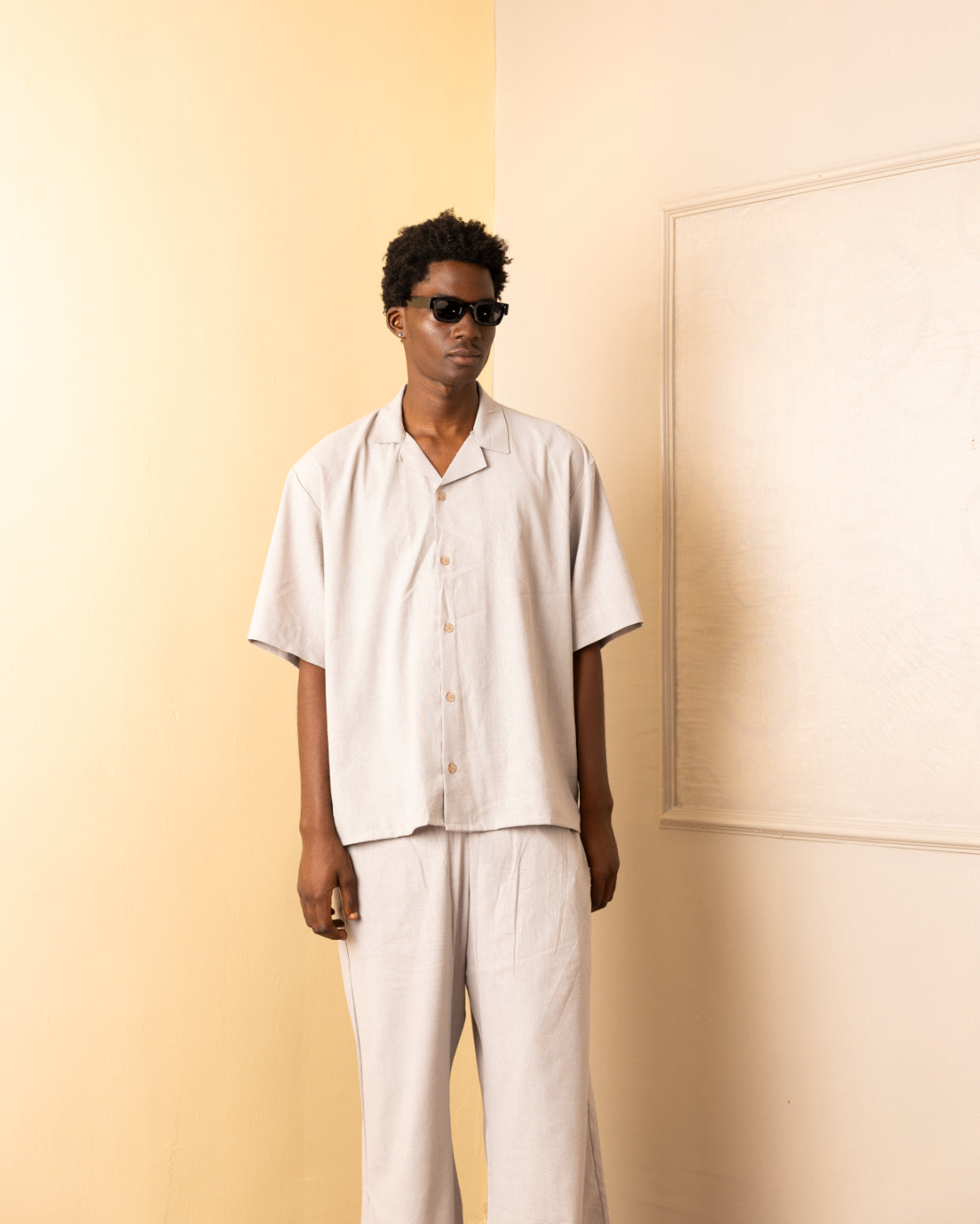 ZEDEK LINEN TWO PIECE SET IN GREY