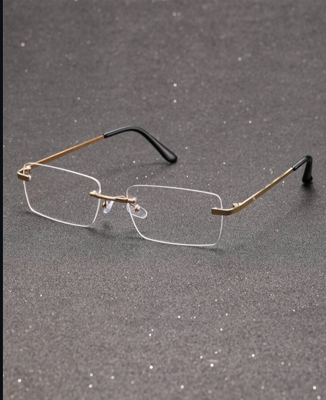 RECTANGLE RIMLESS CLEAR LENS GLASSES