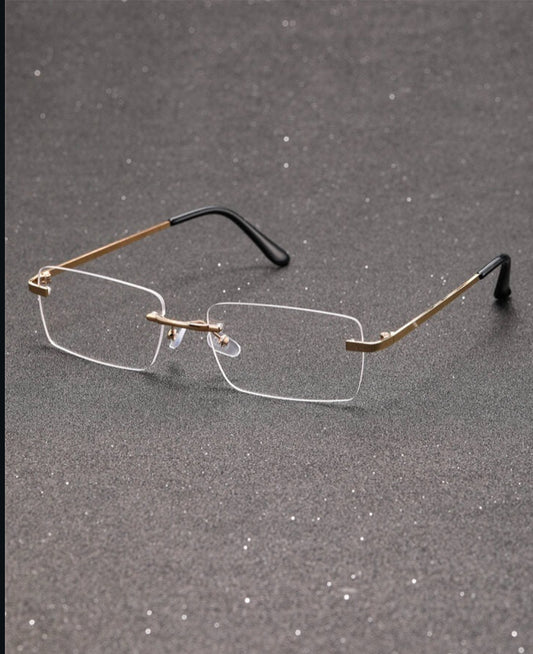 RECTANGLE RIMLESS CLEAR LENS GLASSES