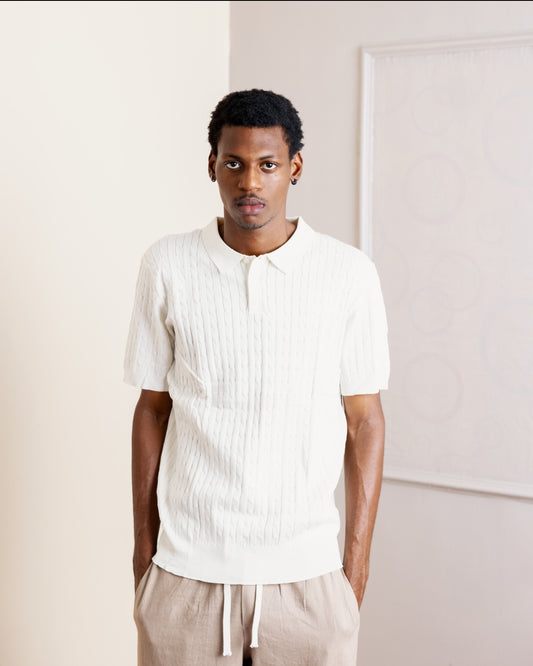 Knitted Polo in Cream C72117