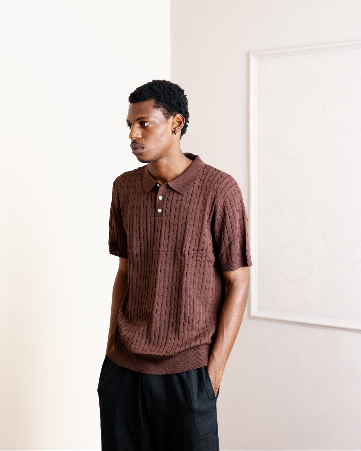 Knitted Polo in Wine C72117