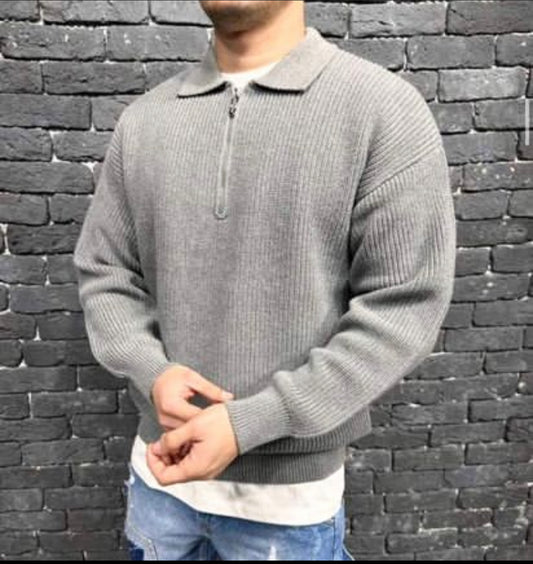 Casual knit Longsleeve pullover in grey