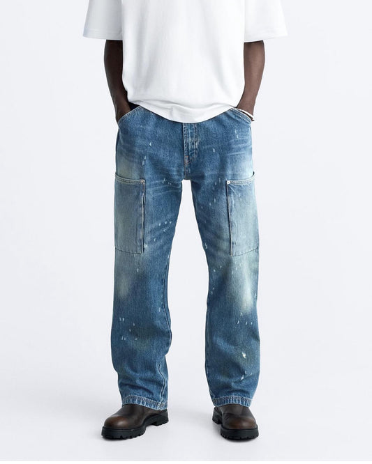 Zara paint splatter cargo jeans