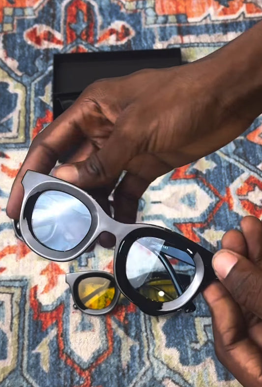 Zedek retro round sunglasses in blue