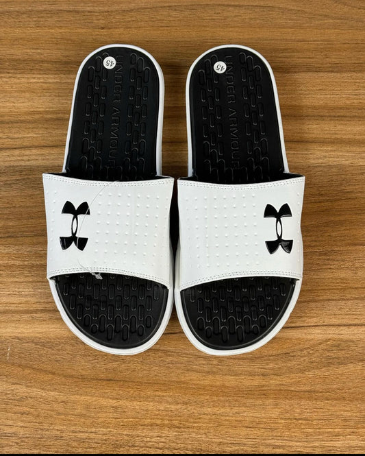 Under amour slides in white and black