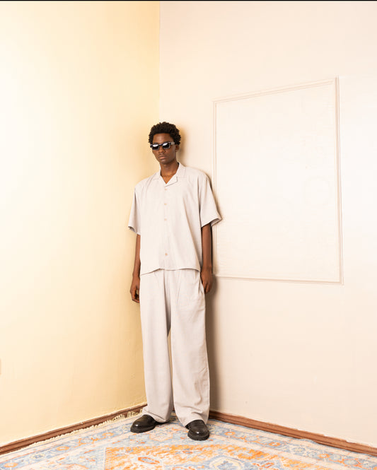 ZEDEK LINEN TWO PIECE SET IN GREY