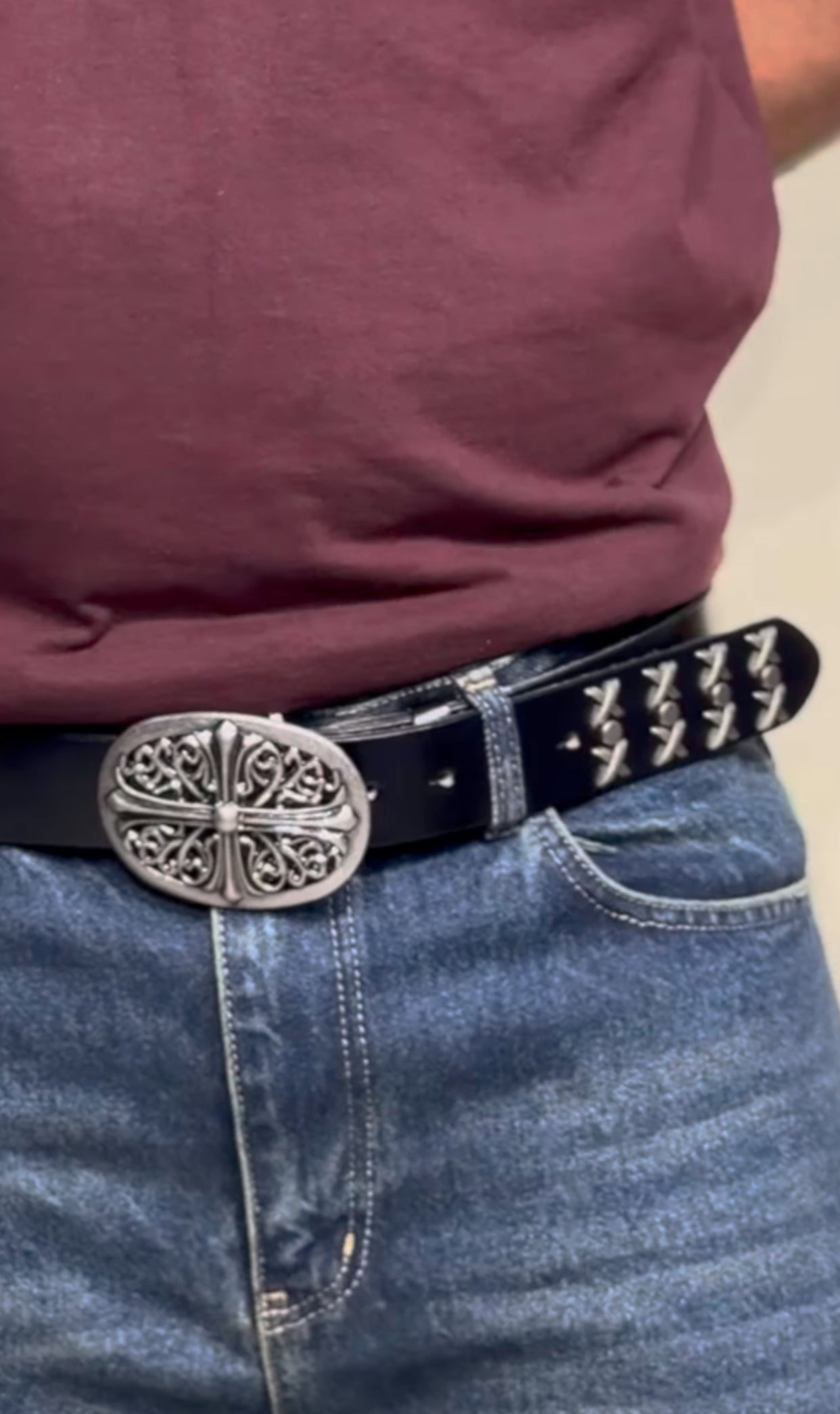 Chrome Of Heart XXXX Leather Belt  CH/606