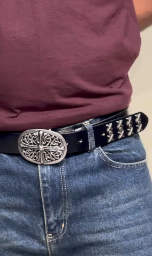 Chrome Of Heart XXXX Leather Belt  CH/606