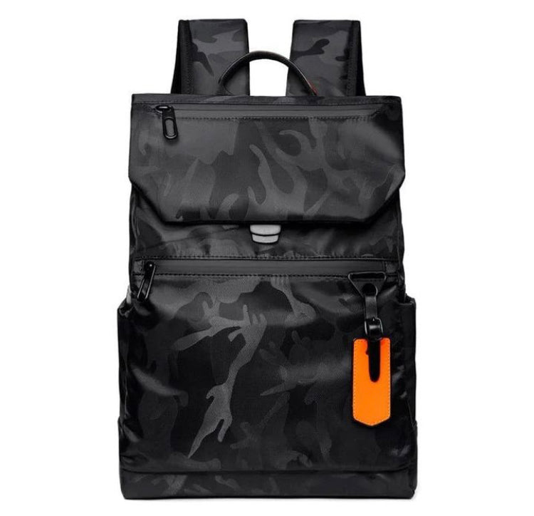 Waterproof rucksack backpack in black camo