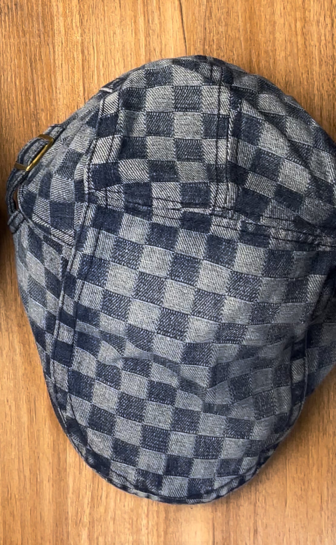 DENIM PATTERNED GATSBY HAT DARK BLUE