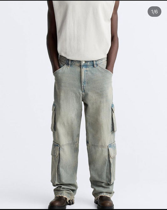 ZARA UTILITY JEANS WITH POCKETS