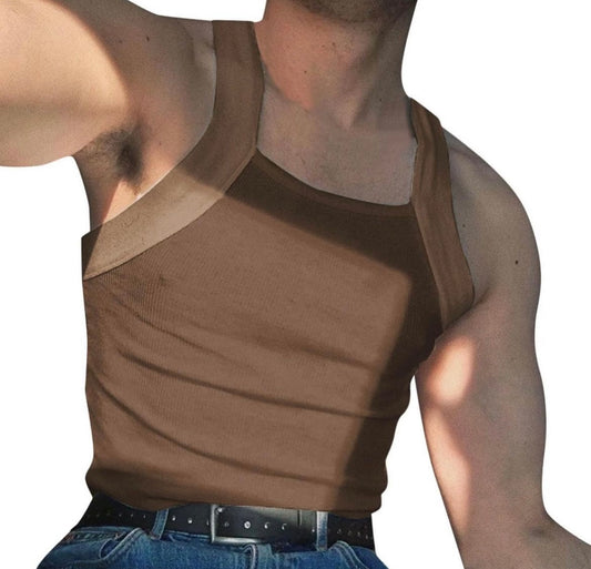 Men tank top vest in chocolate