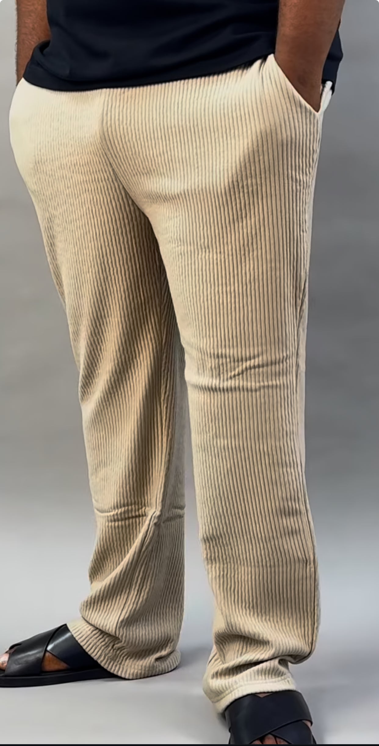 Plus size plain pant in Beige