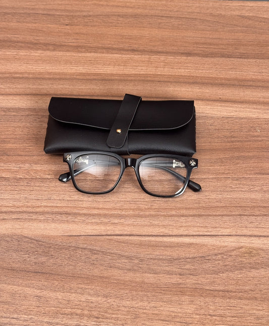 Zedek Chrome Of Heart Glasses In Black and Silver Lens
