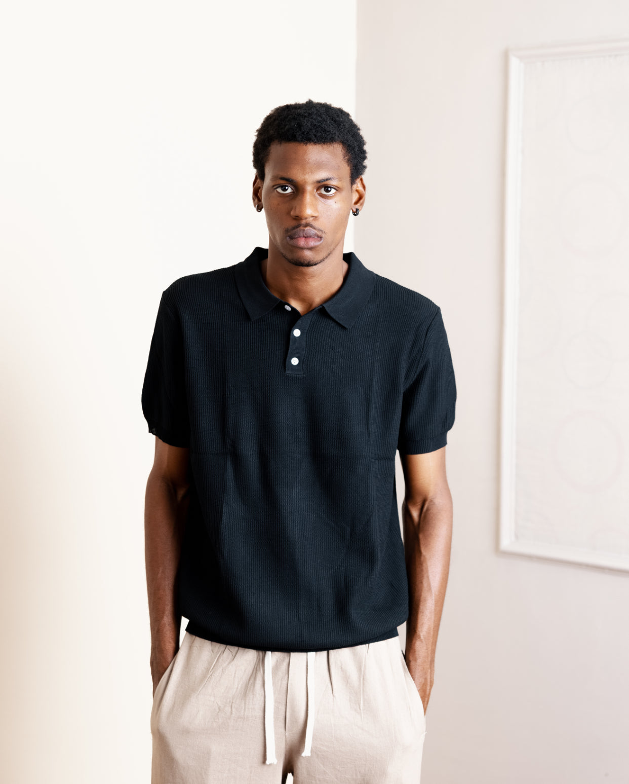 Knitted Polo In Black 001