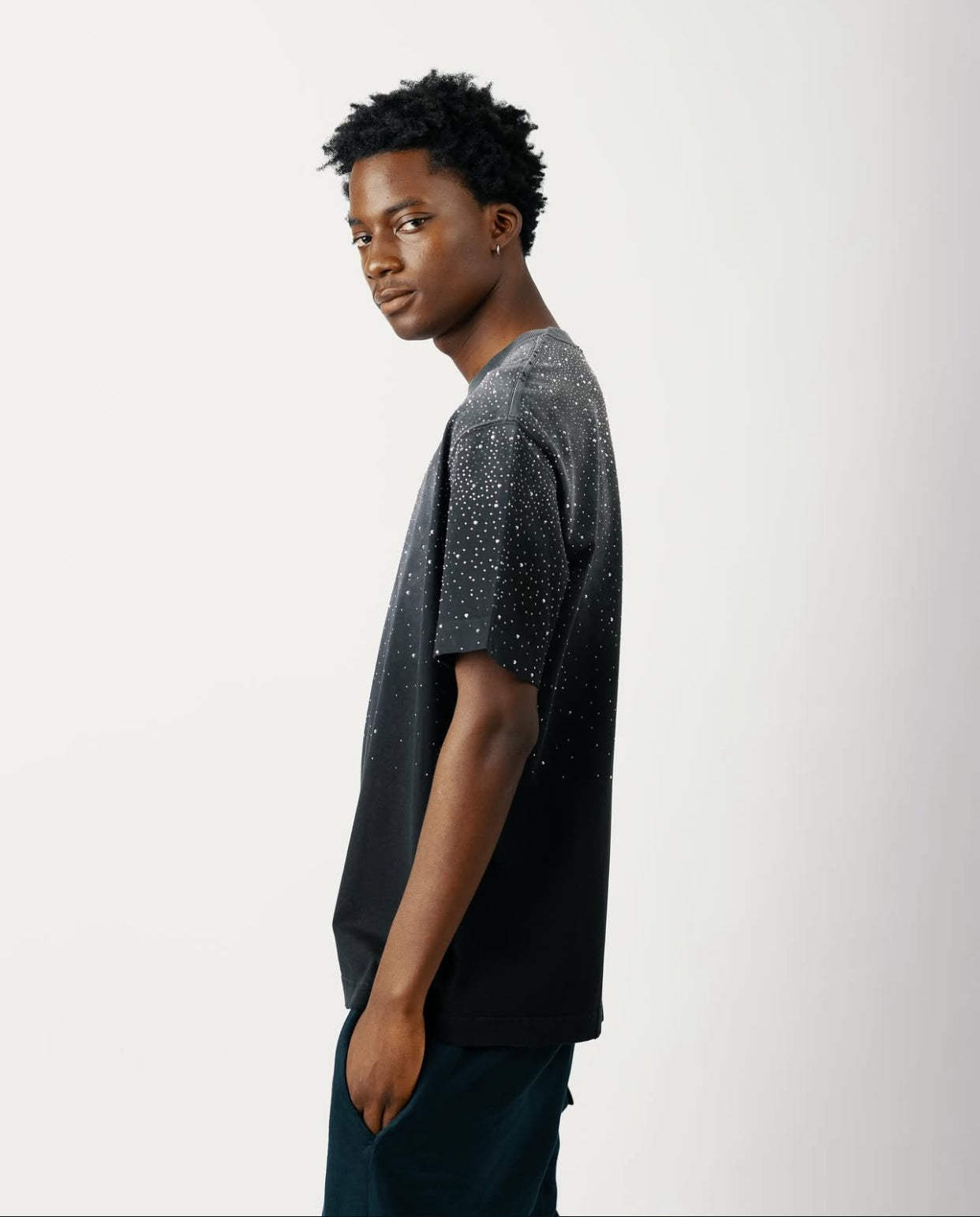 Rhinestone Plain shirt