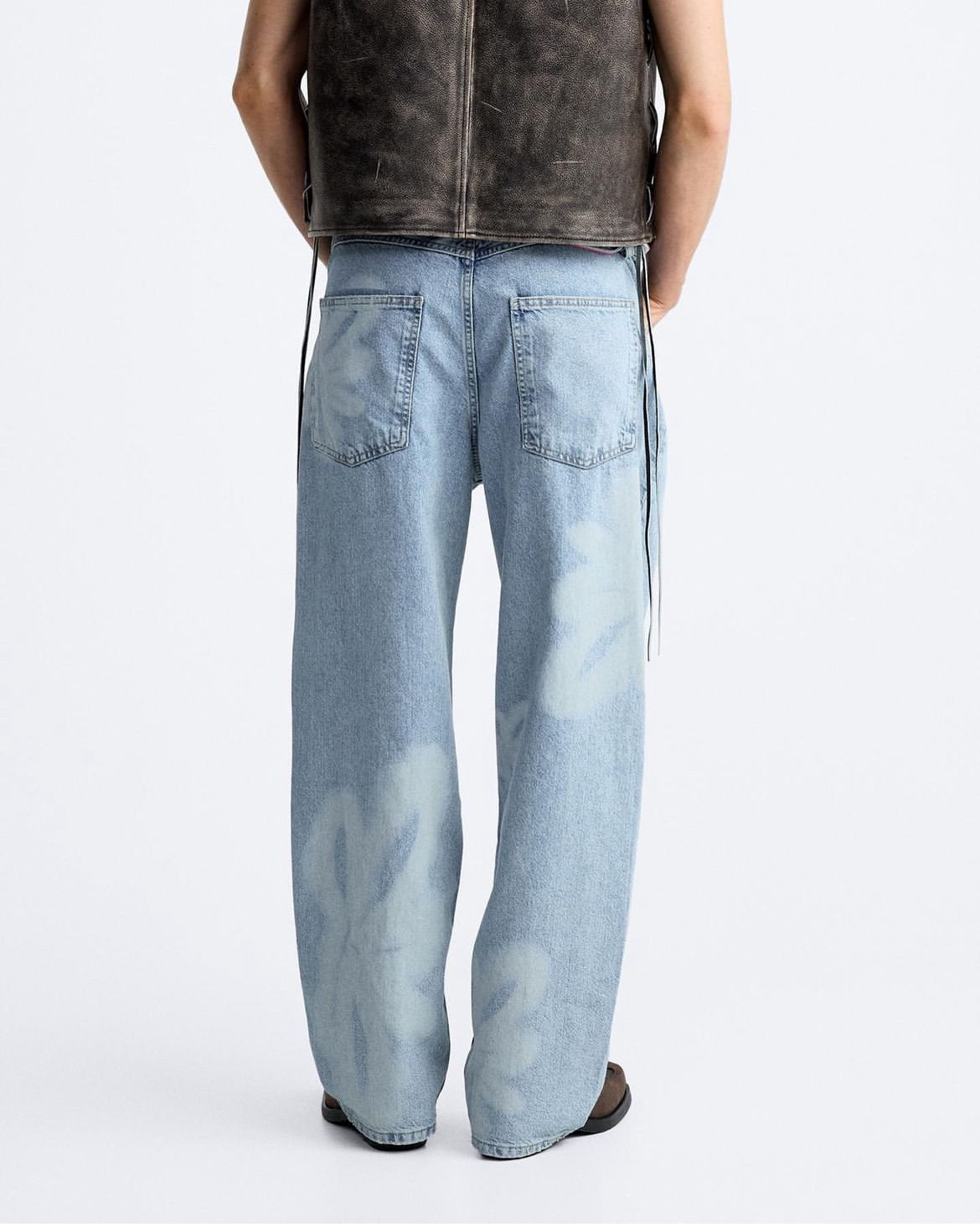 Zara floral print baggy jeans