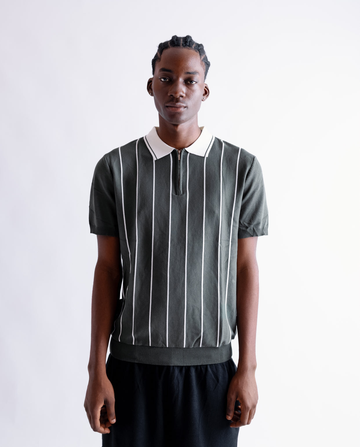 Knitted polo Green Stripe