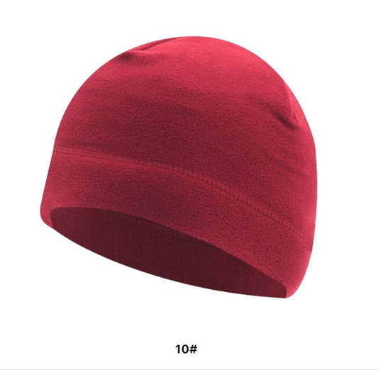 Fleece skull cap for men in  dark red