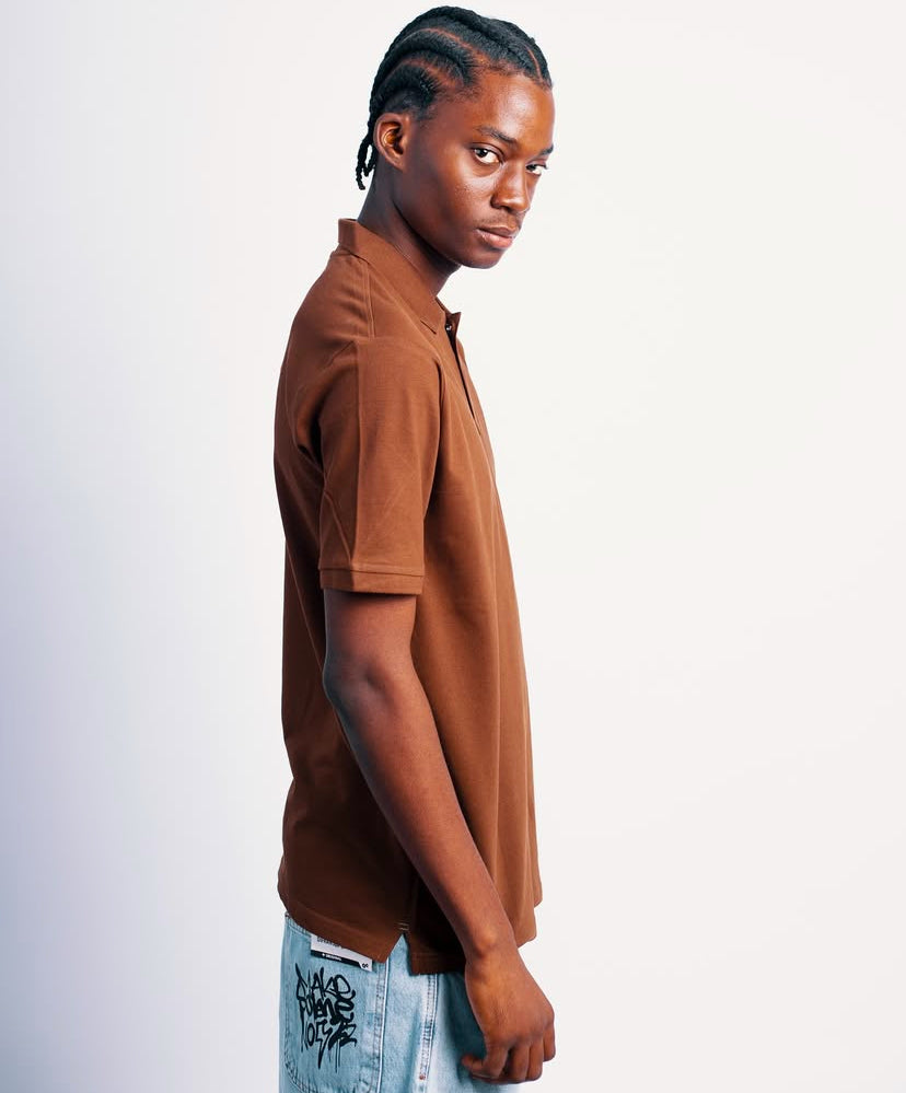 Plain polo in dark brown