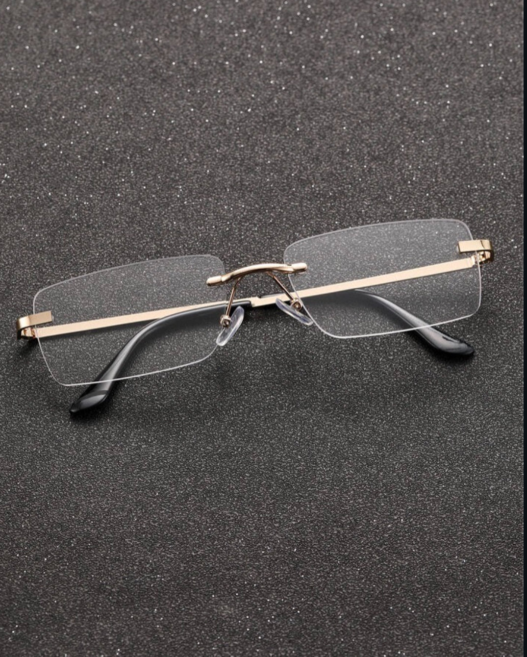RECTANGLE RIMLESS CLEAR LENS GLASSES