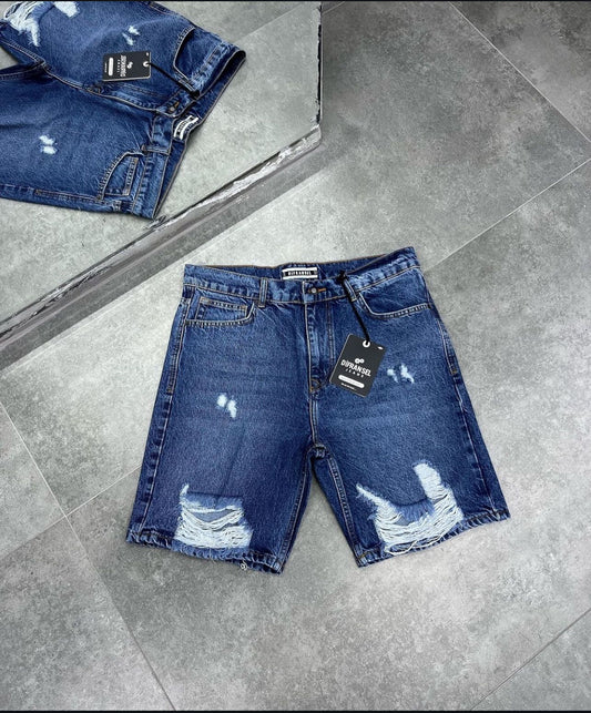 Difransel ripped denim short in deep
blue