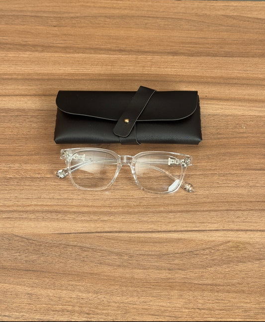 Zedek Chrome of Heart Glasses in Tranparent Lens